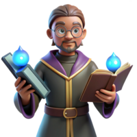wonderful modern 3D Render of a Wise Wizard authentic png