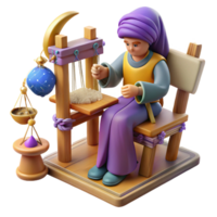 magnificent classic 3D Illustration of a Weaver at Work exclusive png