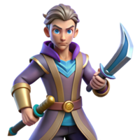vibrant classic 3D Render Young Mage Fantasy Character authentic png