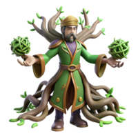 impressive abstract 3D Render of a Magical Tree Man high resolution png