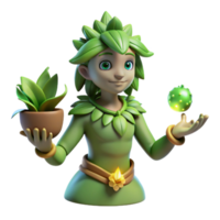 extraordinary artistic 3D Render of a Green Nature Sprite authentic png