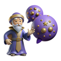 impressive modern Wizard and Magical Orb 3D Render detailed png