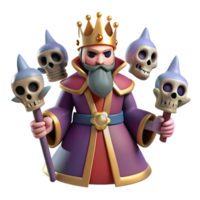vibrant abstract 3D Render King with Skull Staffs authentic png