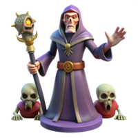 stunning classic 3D Render Dark Wizard with Skulls detailed png