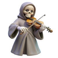 wonderful classic Grim Reaper Violinist 3D Render 4K png