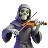 stunning creative Grim Reaper Violinist 3D Render detailed png