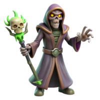 wonderful modern 3D Render Undead Sorcerer with Staff detailed png