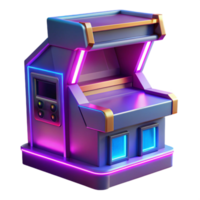 serene modern Neon Retro Arcade Game Machine 3D Render authentic png