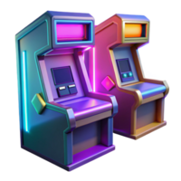 dramatic classic Retro Arcade Game Machine 3D Render authentic png