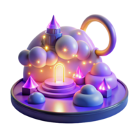 wonderful modern 3D Render Fantasy Cloudscape with Illuminated Portal high quality png