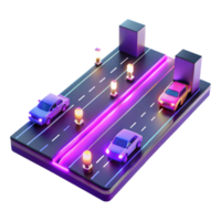 stunning artistic Neon Highway 3D Illustration original png