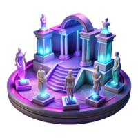impressive artistic 3D Render of Neoclassical Temple with Statues high resolution png