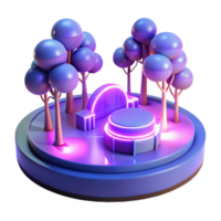 magnificent creative Neon Glow 3D Park Stage Illustration exclusive png