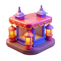 dramatic modern 3D Render of Festive Booth with Lanterns high quality png