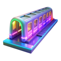 serene minimalist Neon Train 3D Illustration authentic png
