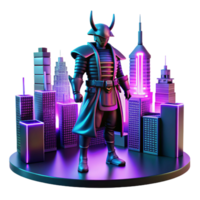 elegant rustic Cyberpunk Samurai 3D Render authentic png
