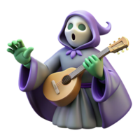 dramatic minimalist 3D Render Ghost Playing Guitar Illustration detailed png