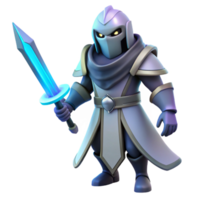 serene modern 3D Render Fantasy Knight, Glowing Sword premium png