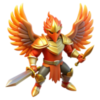 wonderful abstract Fiery Winged Warrior 3D Render original png