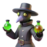 serene abstract 3D Cartoon Plague Doctor with Potions high resolution png