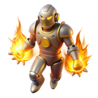 serene abstract Fiery Robot 3D Render genuine png