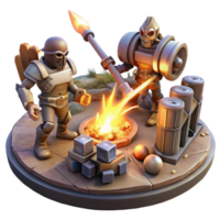 extraordinary creative 3D Render Fantasy Characters Forging Scene high resolution png