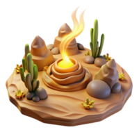impressive rustic Desert Oasis 3D Illustration authentic png
