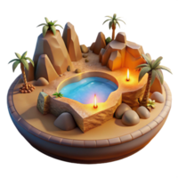 impressive creative Oasis 3D Render Desert Island with Pool authentic png