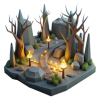 vibrant creative Enchanted Forest Path 3D Illustration high resolution png
