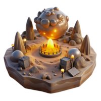serene minimalist 3D Render of Fantasy Island with Glowing Orb professional png