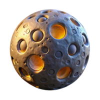 serene rustic Glowing Cratered Sphere 3D Render authentic png