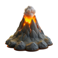 impressive rustic Cartoon Volcano 3D Render high resolution png