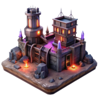 dramatic minimalist Fantasy 3D Castle Illustration Dark Fortress Render 4K png