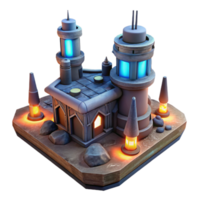 elegant vintage Fantasy 3D Render of a Coastal Fortress high quality png