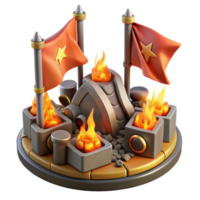 elegant modern Fiery Fortress 3D Render original png