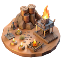 serene abstract 3D Stylized Desert Shrine Game Asset authentic png