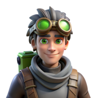 beautiful rustic 3D Cartoon Boy Adventurer Render authentic png