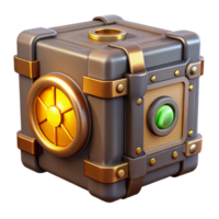 serene artistic Steampunk Cube 3D Render authentic png