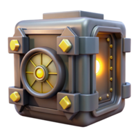 dramatic abstract 3D Render of a Cube Shaped Safe high quality png