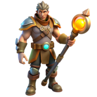 impressive artistic Fantasy 3D Render Powerful Mage with Staff genuine png