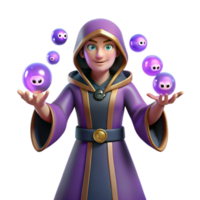extraordinary abstract Young Wizard 3D Render high resolution png