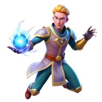 elegant vintage Fantasy 3D Render Young Mage detailed png