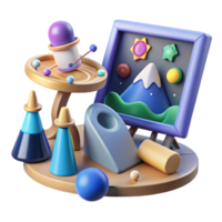 elegant abstract 3D Render Colorful Playful Objects high resolution png