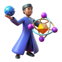 magnificent rustic 3D Render of Scientist Studying Atom original png