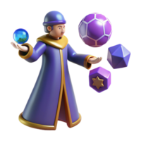stunning rustic Wizard Juggling 3D Render high resolution png