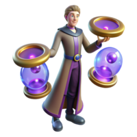 magnificent minimalist 3D Render Wizard with Magic Hourglass original png