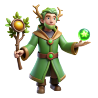 magnificent vintage Green Wizard 3D Render professional png
