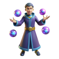 beautiful abstract 3D Render Wizard Juggling Magic Orbs genuine png