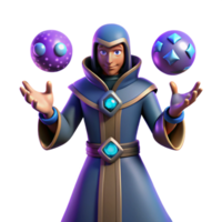 magnificent minimalist 3D Render Wizard with Magic Spheres exclusive png