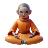 elegant abstract 3D Render Monk in Meditation Pose authentic png